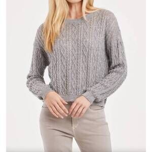 NEW ANOTHER LOVE sari sparkle cable knit sweater in silver